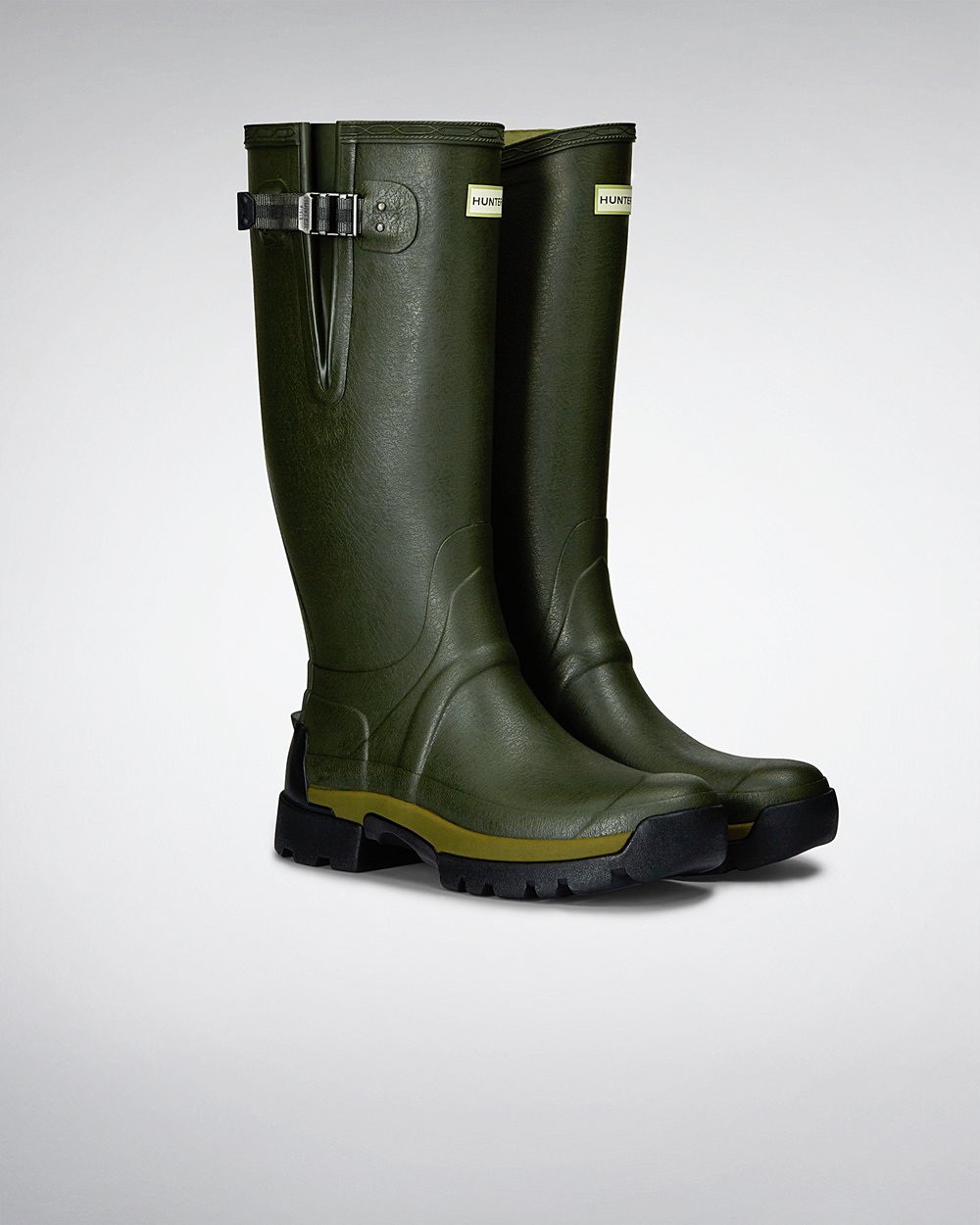 Mens Hunter Balmoral Bamboo Carbon - Tall Rain Boots Dark Olive - 3645-TLDQP